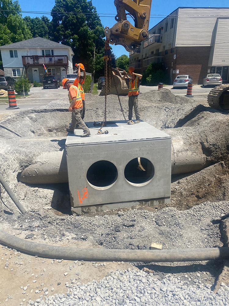 South Drive During New Custom Stormwater Structure Installation